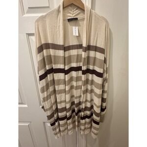 NWT Lane Bryant 26/28 Open Front Striped Cardigan Neutral Brown Tan Plus Size